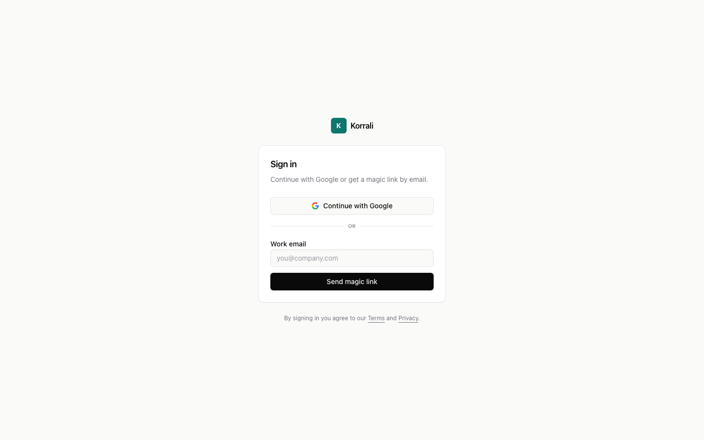 Sign-in screen