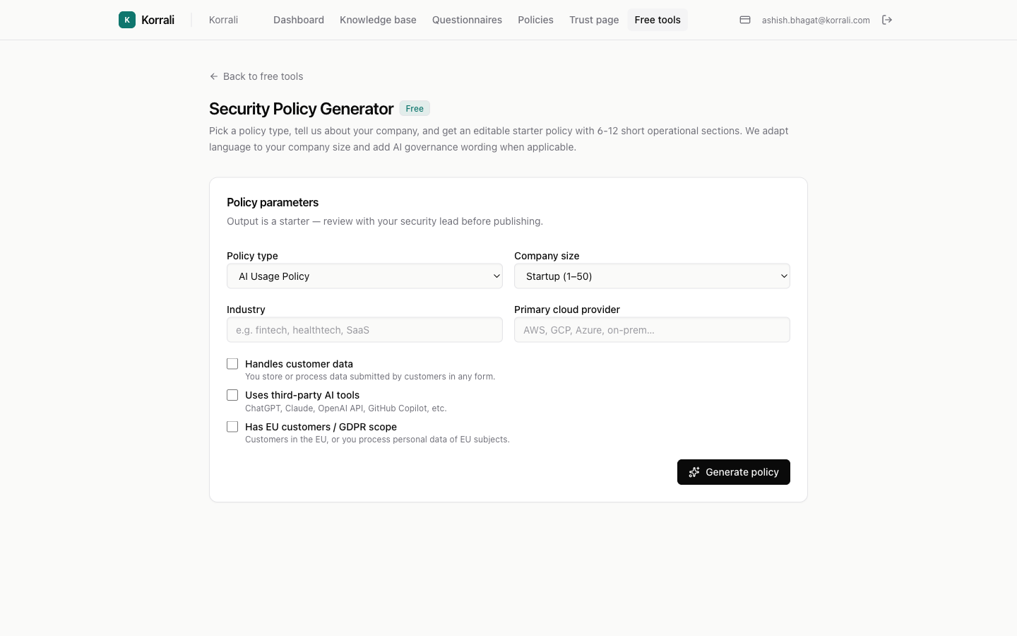 Security Policy Generator